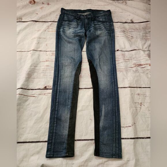 Rag & bone jodhpur Lamb Leather Panel Skinny Jeans Size 24 - Picture 2 of 6
